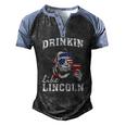 Drinkin Like Lincoln 4Th Of July Drinking Party Men's Henley Raglan T-Shirt Black Blue