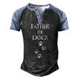 Father Of Dogs Paw Prints Men's Henley Raglan T-Shirt Black Blue
