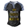 Mens Fathers Day Black Father Black King African American Dad Men's Henley Raglan T-Shirt Black Blue