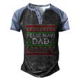 Feliz Navi Dad Ugly Christmas Daddy Claus Men's Henley Raglan T-Shirt Black Blue