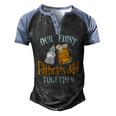 Our First Fathers Day Together Dad And Son Daughter Men's Henley Raglan T-Shirt Black Blue