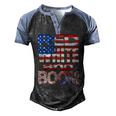 Fourth Of July Red White And Boom Fireworks Finale Usa Flag Men's Henley Raglan T-Shirt Black Blue