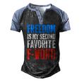 Womens Freedom Is My Second Favorite F-Word 4Th Of July V-Neck Men's Henley Raglan T-Shirt Black Blue