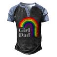 Girl Dad Outfit For Fathers Day Lgbt Gay Pride Rainbow Flag Men's Henley Raglan T-Shirt Black Blue