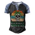 Glaucoma Warrior Skull Women Vintage Green Ribbon Glaucoma Glaucoma Awareness V2 Men's Henley Shirt Raglan Sleeve 3D Print T-shirt Black Blue