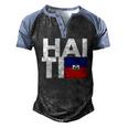Haiti Flag Haiti Nationalist Haitian Men's Henley Raglan T-Shirt Black Blue