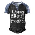 Happy Last Day Of School Retro Peace Out 7Th Grade Men's Henley Raglan T-Shirt Black Blue
