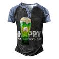 Happy Saint Patricks Day Irish Green Shamrock Beer Men's Henley Raglan T-Shirt Black Blue