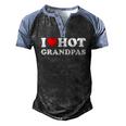 I Heart Hot Grandpas I Love Hot Grandpas Men's Henley Raglan T-Shirt Black Blue