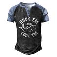 Hookem And Cookem Fishing Men's Henley Raglan T-Shirt Black Blue