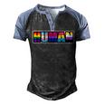Human Lgbt Flag Gay Pride Month Transgender Men's Henley Raglan T-Shirt Black Blue