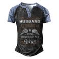 Husband Name Gift Husband Blood Runs Through My Veins Men's Henley Shirt Raglan Sleeve 3D Print T-shirt Black Blue