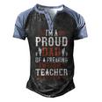 I’M A Proud Dad Of A Freaking Awesome Teacher And Yes She Bought Me This Men's Henley Shirt Raglan Sleeve 3D Print T-shirt Black Blue