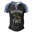 Kids 2 Years Old Fishing Birthday Party Fisherman 2Nd For Boy Men's Henley Raglan T-Shirt Black Blue