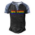 Be You Lgbt Flag Gay Pride Month Transgender Men's Henley Raglan T-Shirt Black Blue