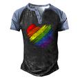 Lgbt Gay Pride Flag Gay Pride 2022 Heart Lgbt Men's Henley Raglan T-Shirt Black Blue