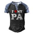 I Love My Pa With Heart Fathers Day Wear For Kid Boy Girl Men's Henley Raglan T-Shirt Black Blue