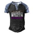 Love Wins Lgbt Asexual Gay Pride Flag Colors Men's Henley Raglan T-Shirt Black Blue