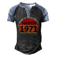 March 1971 50 Years Old Retro Vintage 50Th Birthday V2 Men's Henley Shirt Raglan Sleeve 3D Print T-shirt Black Blue