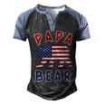 Mens American Flag Papa Bear 4Th Of July Usa Patriotic Dad V2 Men's Henley Shirt Raglan Sleeve 3D Print T-shirt Black Blue