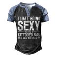 Mens Awesome Dads Have Tattoos And Beards Fathers Day V2 Men's Henley Shirt Raglan Sleeve 3D Print T-shirt Black Blue