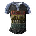 Mens Awesome Dads Have Tattoos And Beards Fathers Day V3 Men's Henley Shirt Raglan Sleeve 3D Print T-shirt Black Blue