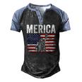 Merica Patriotic Apparel Statue Of Liberty American Flag Men's Henley Raglan T-Shirt Black Blue