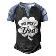 Mens One Lucky Dad Shamrock Four Leaf Clover St Patricks Day Men's Henley Raglan T-Shirt Black Blue