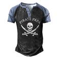 Pirate Papa Halloween Costume For Dad Men's Henley Raglan T-Shirt Black Blue
