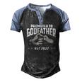Promoted To Godfather 2022 For First Time Fathers New Dad Men's Henley Raglan T-Shirt Black Blue
