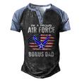 Im A Proud Air Force Bonus Dad With American Flag Veteran Men's Henley Raglan T-Shirt Black Blue