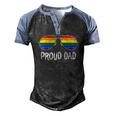 Proud Dad Rainbow Glasses Lgbt Gay Pride Support Lgbtq Men's Henley Raglan T-Shirt Black Blue