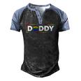 Mens Proud Gay Daddy Bear Paw Pride Rainbow Lgbtq Dad Fathers Day Men's Henley Raglan T-Shirt Black Blue