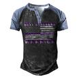 Rett Syndrome Warrior Usa Flag United States Flag Purple Ribbon Rett Syndrome Rett Syndrome Awareness Men's Henley Shirt Raglan Sleeve 3D Print T-shirt Black Blue