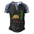 Smilealot Taco And Beer Food Cartoon Men's Henley Raglan T-Shirt Black Blue