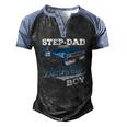 Mens Step-Dad Of The Birthday Boy Monster Truck Birthday Men's Henley Raglan T-Shirt Black Blue