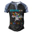 Stepdad Of The Birthday Princess Unicorn Girl Men's Henley Shirt Raglan Sleeve 3D Print T-shirt Black Blue