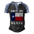 Texas State Flag Saying For A Pride Texan Loving Texas Men's Henley Raglan T-Shirt Black Blue
