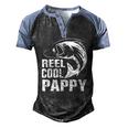 Vintage Reel Cool Pappy Fishing Fathers Day Men's Henley Raglan T-Shirt Black Blue