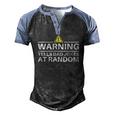 Warning Tells Dad Jokes At Random Fathers Day Men's Henley Raglan T-Shirt Black Blue