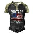 47Th Birthday Usa Flag Vintage American Flag 1975 Birthday Men's Henley Raglan T-Shirt Black Forest