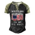 4Th Of July Drinking Working On My Six Pack Men's Henley Raglan T-Shirt Black Forest