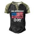 All American Boy Usa Flag Distressed 4Th Of July Men's Henley Raglan T-Shirt Black Forest