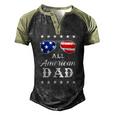 Mens All American Dad 4Th Of July Sunglasses And Stars Men's Henley Raglan T-Shirt Black Forest