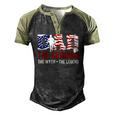American Veteran Grandpa Dad Veteran Myth Legend Men's Henley Raglan T-Shirt Black Forest