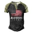 Austin Texas 4Th Of July American Flag Usa America Patriotic Men's Henley Raglan T-Shirt Black Forest
