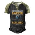 Awesome Trucker Semi Truck Driver 18 Wheeler Mechanic Men's Henley Raglan T-Shirt Black Forest