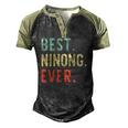Best Ninong Ever Cool Vintage Fathers Day Men's Henley Raglan T-Shirt Black Forest