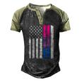 Bisexual Pride Us American Flag Love Wins Lgbt Bi Pride Men's Henley Raglan T-Shirt Black Forest