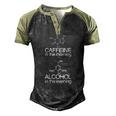 Caffeine Molecule & Alcohol Molecule Men's Henley Raglan T-Shirt Black Forest